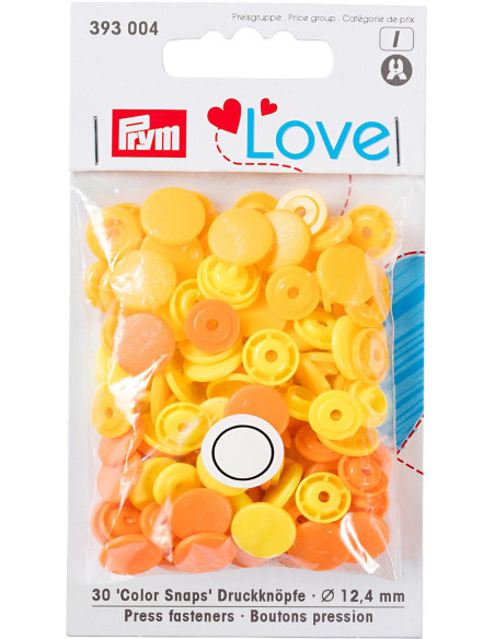 Juego de 30 botones a presión Color Snaps 12,4 mm - Amarillo, amarillo anaranjado y naranja