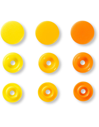 Juego de 30 botones a presión Color Snaps 12,4 mm - Amarillo, amarillo anaranjado y naranja