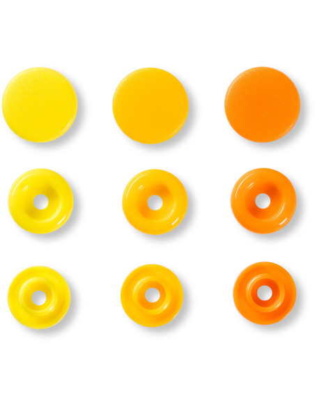 Juego de 30 botones a presión Color Snaps 12,4 mm - Amarillo, amarillo anaranjado y naranja