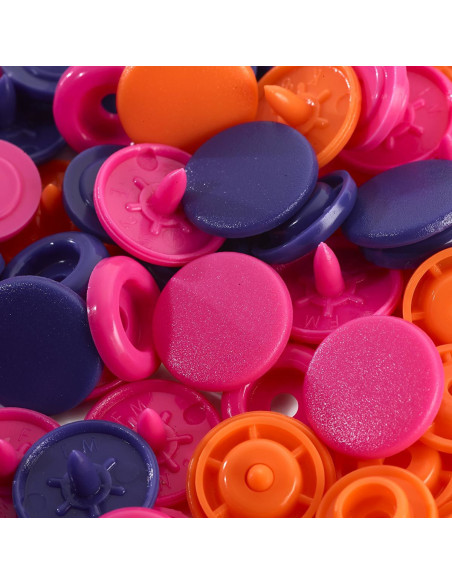 Juego de 30 botones a presión Color Snaps 12,4 mm - Naranja, fucsia y violeta