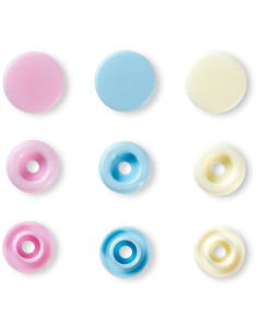 Juego de 30 botones a presión Color Snaps 12,4 mm - Rosa, azul claro y blanco roto 2