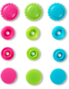 Juego de 21 botones a presión Color Snaps Flores 13,6 mm - Turquesa, verde y fucsia 2