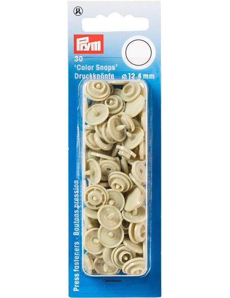 Juego de 30 botones a presión Color Snaps 12,4 mm - Beige