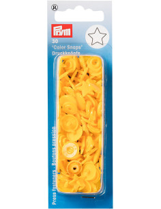 Juego de 30 botones a presión Color Snaps Estrellas 12,4 mm - Amarillo