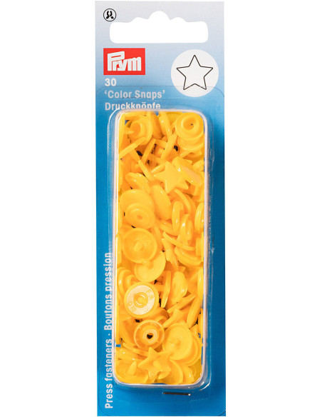 Juego de 30 botones a presión Color Snaps Estrellas 12,4 mm - Amarillo