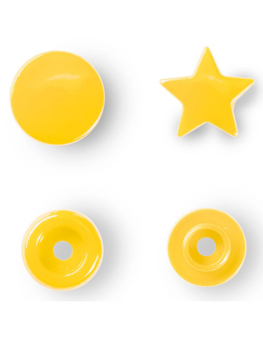 Juego de 30 botones a presión Color Snaps Estrellas 12,4 mm - Amarillo