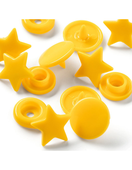 Juego de 30 botones a presión Color Snaps Estrellas 12,4 mm - Amarillo
