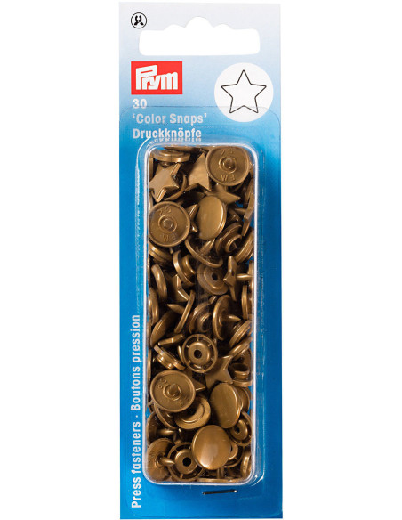 Juego de 30 botones a presión Color Snaps Estrellas 12,4 mm - Oro
