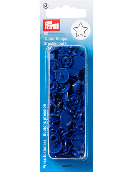 Juego de 30 botones a presión Color Snaps Estrellas 12,4 mm - Azul real