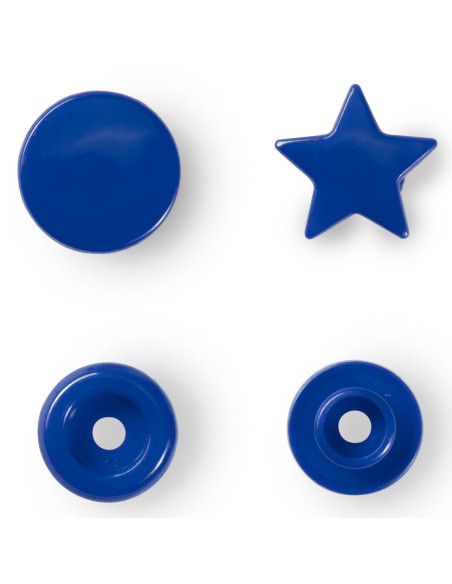 Juego de 30 botones a presión Color Snaps Estrellas 12,4 mm - Azul real