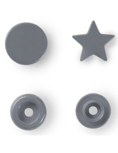Juego de 30 botones a presión Color Snaps Estrellas 12,4 mm - Gris plateado 2
