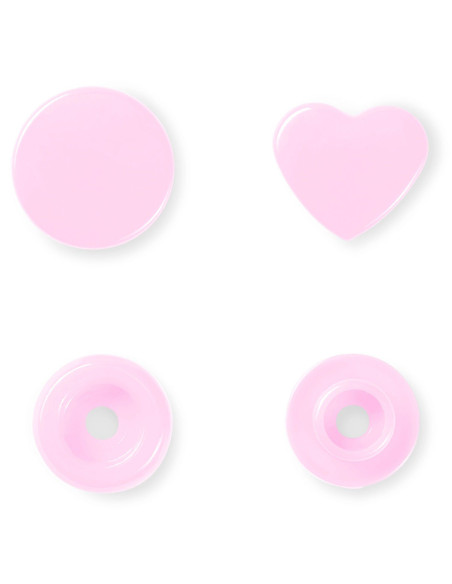 Juego de 30 botones a presión Color Snaps Corazones 12,4 mm - Rosa