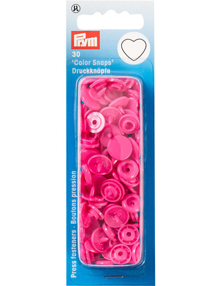 Set de 30 botones a presión Color Snaps Corazones 12,4 mm - Fucsia