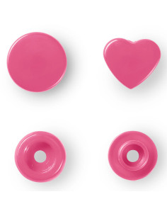 Set de 30 botones a presión Color Snaps Corazones 12,4 mm - Fucsia 2