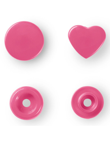 Set de 30 botones a presión Color Snaps Corazones 12,4 mm - Fucsia