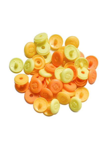 Juego de 36 botones a presión Color Snaps Mini 9 mm Óptico - Amarillo, amarillo anaranjado y naranja