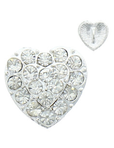 Botón de strass corazón 19 mm