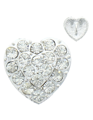 Botón de strass corazón 19 mm