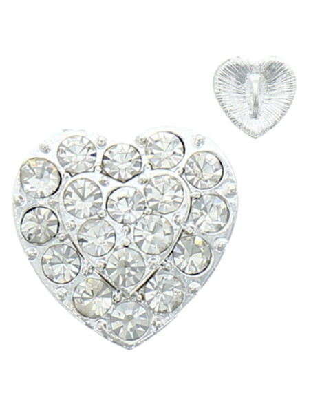 Botón de strass corazón 19 mm