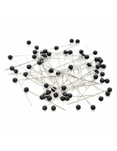 Tubo de vidrio con 60 alfileres extrafinos con cabeza de plástico - Negro 2