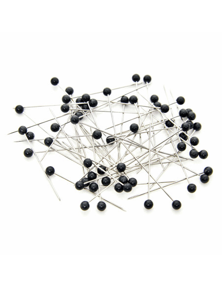 Tubo de vidrio con 60 alfileres extrafinos con cabeza de plástico - Negro