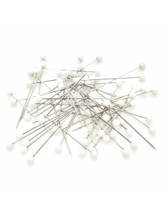 Tubo de vidrio con 60 alfileres extrafinos con cabeza de plástico - Blanco 2