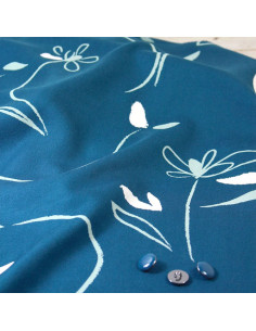 Tejido sarga de viscosa Bloom azul petróleo - Églantine & Zoé 2