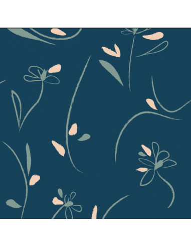 Tejido sarga de viscosa Bloom azul petróleo - Églantine & Zoé