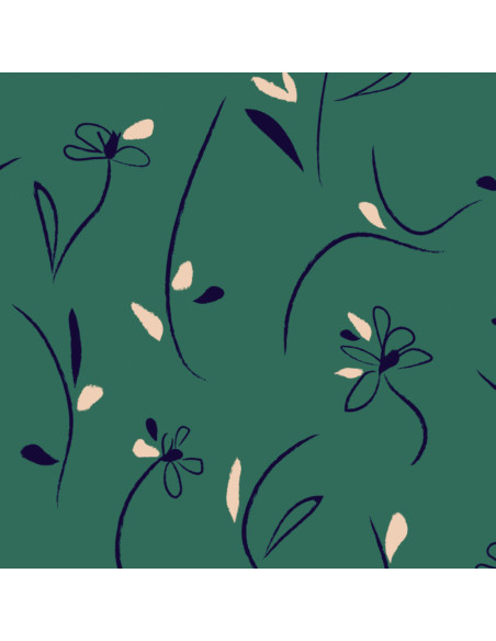 Tejido sarga de viscosa Bloom verde esmeralda - Églantine & Zoé