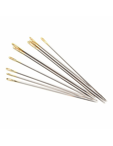Tubo de vidrio con 10 agujas de coser largas premium
