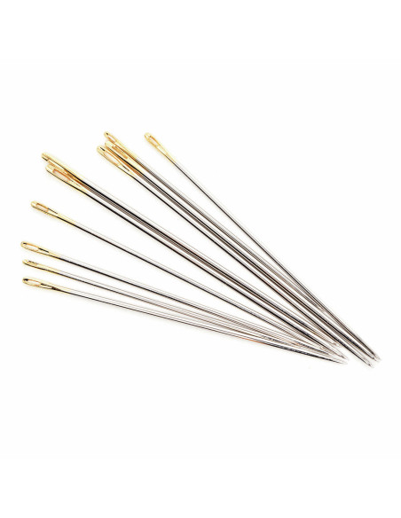 Tubo de vidrio con 10 agujas de coser largas premium