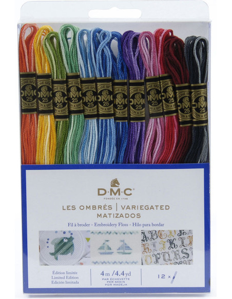 Paquete de 12 madejas de hilos para bordar mouliné DMC - Los sombreados