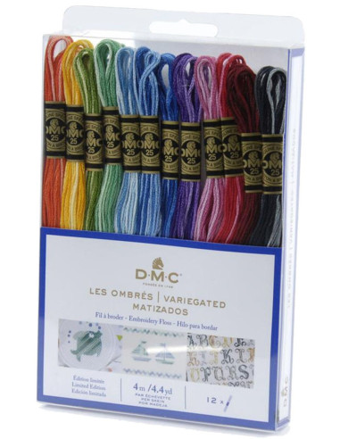 Paquete de 12 madejas de hilos para bordar mouliné DMC - Los sombreados