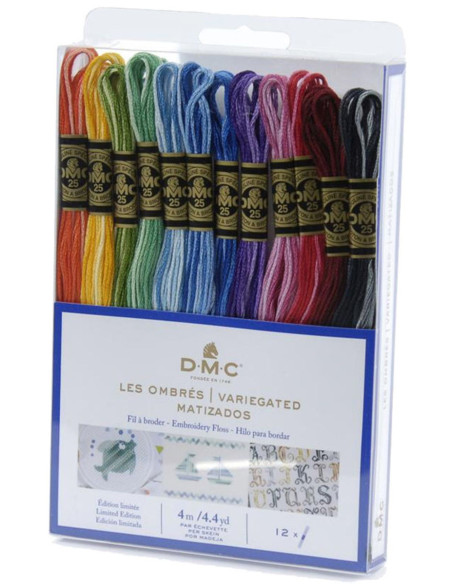 Paquete de 12 madejas de hilos para bordar mouliné DMC - Los sombreados