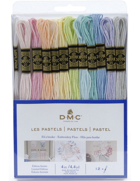 Paquete de 12 madejas de hilos para bordar mouliné DMC - Los pasteles
