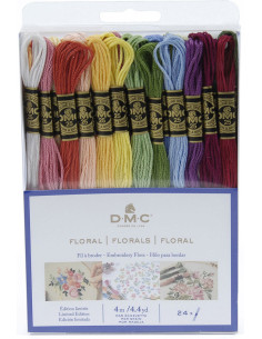 Paquete de 24 madejas de hilos para bordar mouliné DMC - Floral