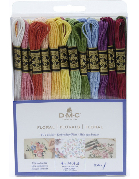 Paquete de 24 madejas de hilos para bordar mouliné DMC - Floral