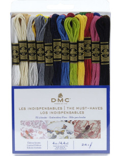 Paquete de 24 madejas de hilos para bordar mouliné DMC - Los imprescindibles