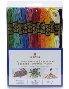 Paquete de 12 madejas de hilos para bordar mouliné DMC - Colores pasión