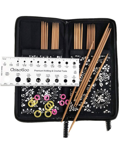 Kit agujas de doble punta de bambú Chiaogoo
