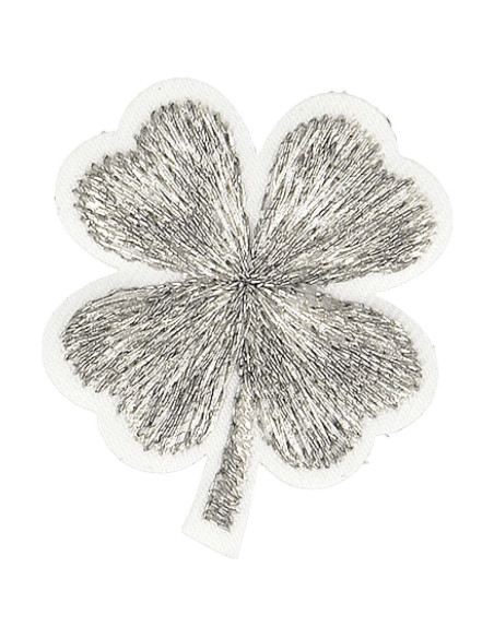 Parche termoadhesivo trébol lurex - Plata