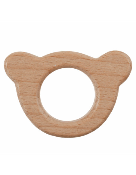 Anillo de dentición de madera - Cabeza de osito