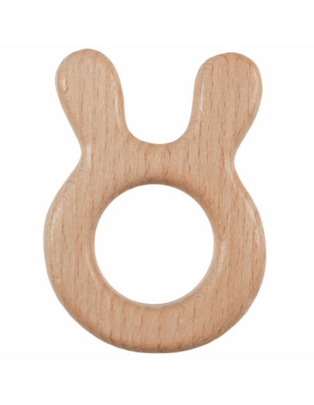 Anillo de dentición de madera - Cabeza de conejo