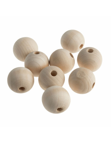 Cuentas artesanales de madera para macramé - 25 mm