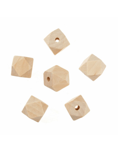 Perlas geométricas artesanales de madera para macramé - 20 mm