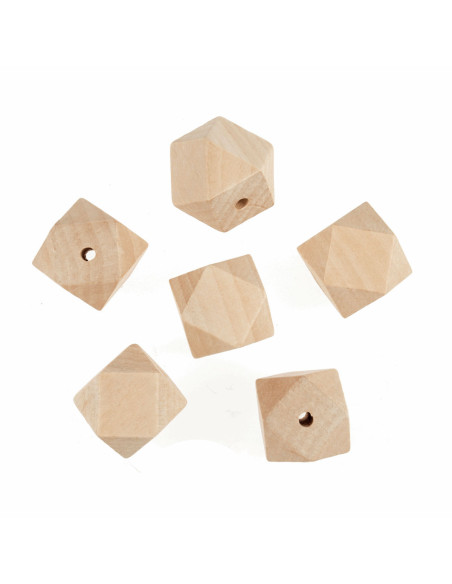 Perlas geométricas artesanales de madera para macramé - 30 mm