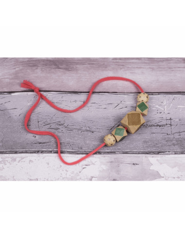Perlas geométricas artesanales de madera para macramé - 30 mm