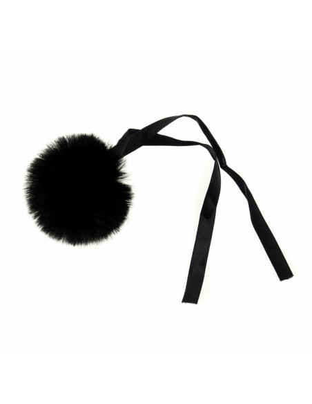 Pompón imitación piel 6 cm - Negro