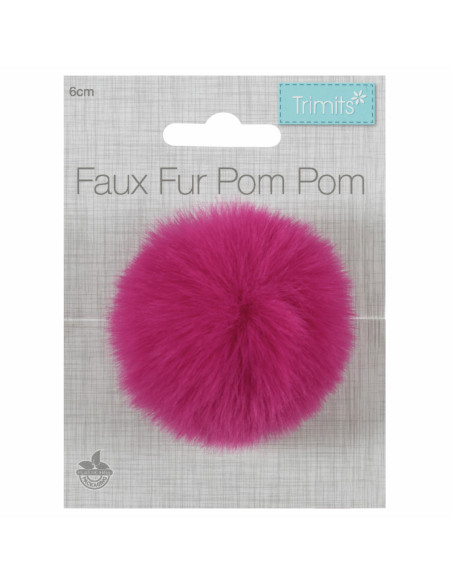 Pompón imitación piel 6 cm - Cereza