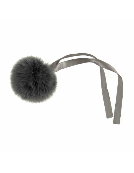 Pompón imitación piel 6 cm - Gris